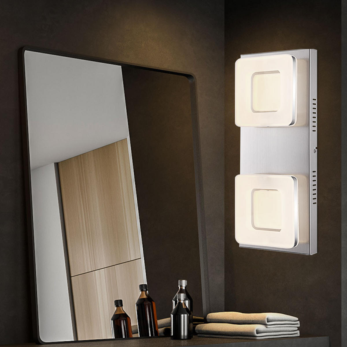 LED WANDLEUCHTE Stahl Silber matt - Silberfarben, Metall (18/43/7.5cm) - Globo Lighting