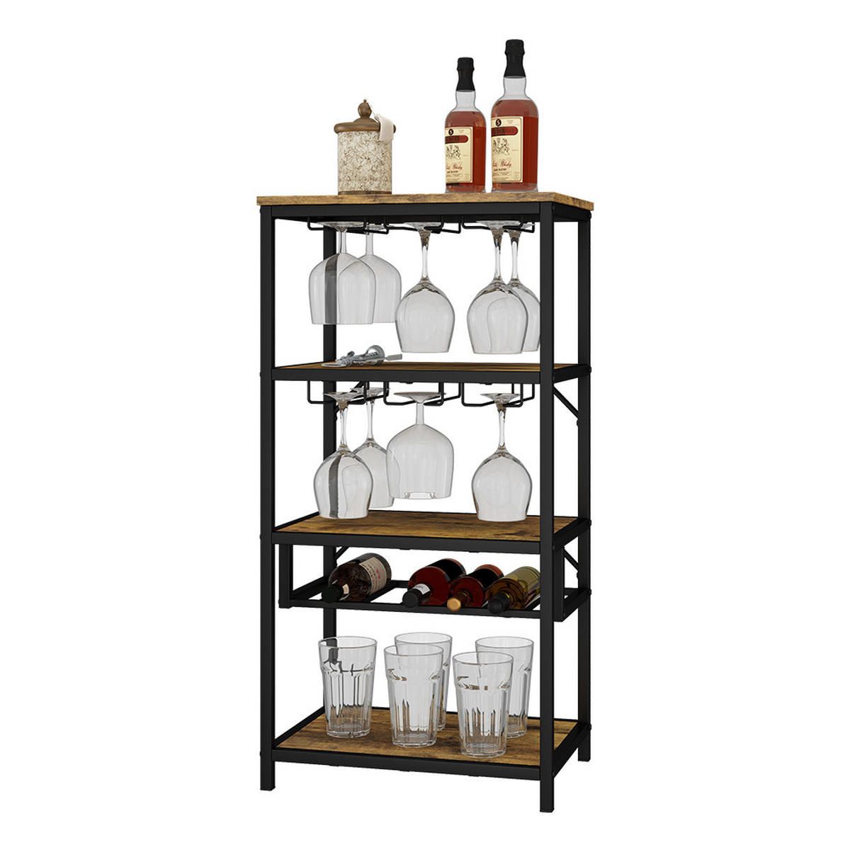 WEINREGAL Vela Eiche rustikal mit Glashalter - Wildeiche, Holzwerkstoff (50/100/35cm) - Vicco