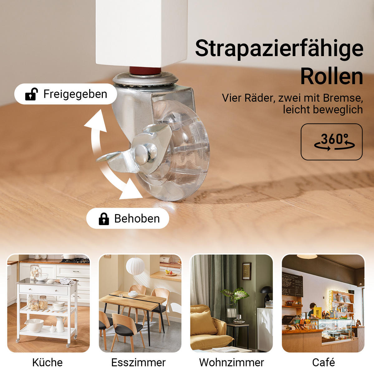 SERVIERWAGEN mit Arbeitsplatte, Weiß, 81x90x45cm - Weiß, Holzwerkstoff (100/92/45cm) - SoBuy