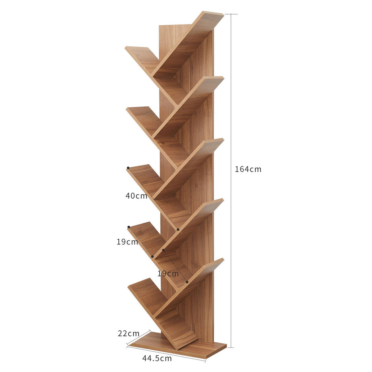 BÜCHERREGAL Braun 22/45/164 cm - Braun, Holzwerkstoff (22/164/45cm) - Mobili Rebecca