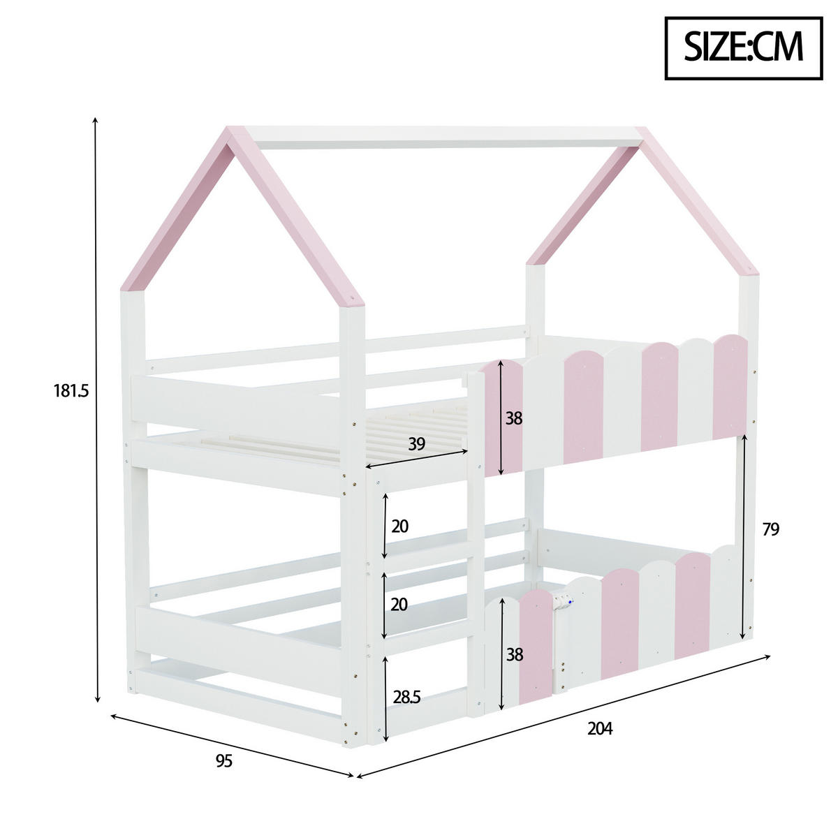 KINDERHOCHBETT 90/200 cm Weiß/Rosa mit Lattenrost - Rosa, Holz (90/200cm) - MIVRAY
