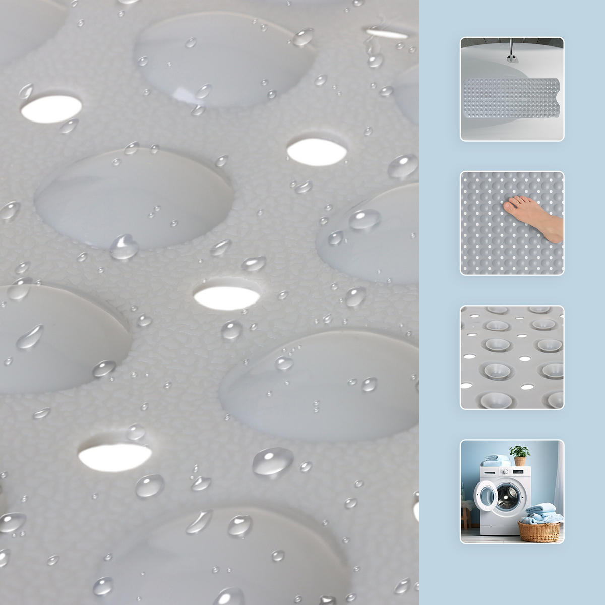 BADEWANNENMATTE - Grau, Kunststoff (97/39cm) - Relaxdays
