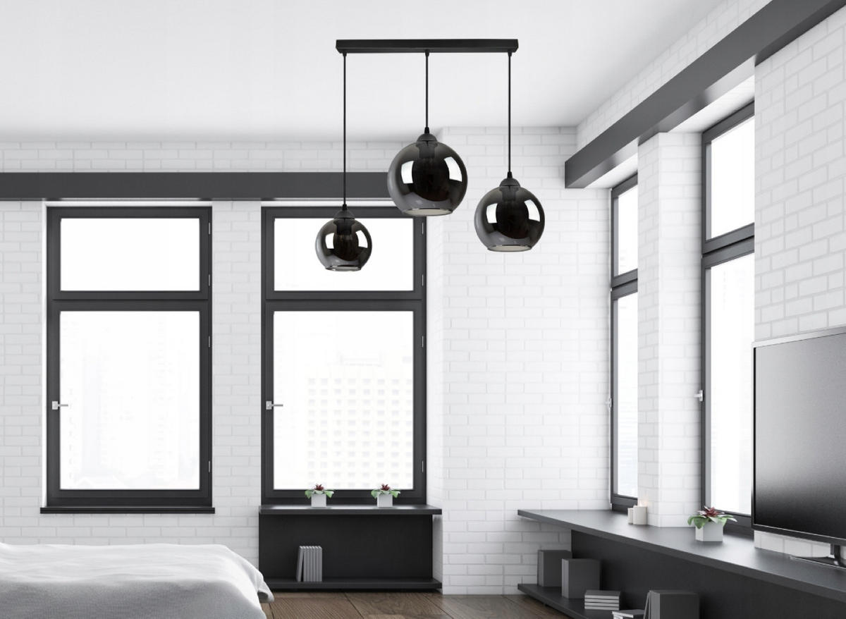 PENDELLEUCHTE HAGEN - Transparent/Anthrazit, Glas/Metall (20/70/80cm) - kiki design