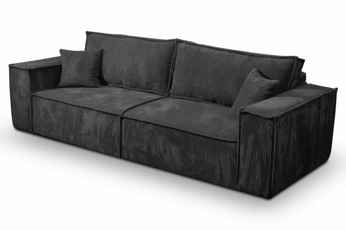 SCHLAFSOFA mit Bettkasten und Cordstoff MONA Schwarz - Schwarz, Holzwerkstoff (255/85/105cm) - Compleo24