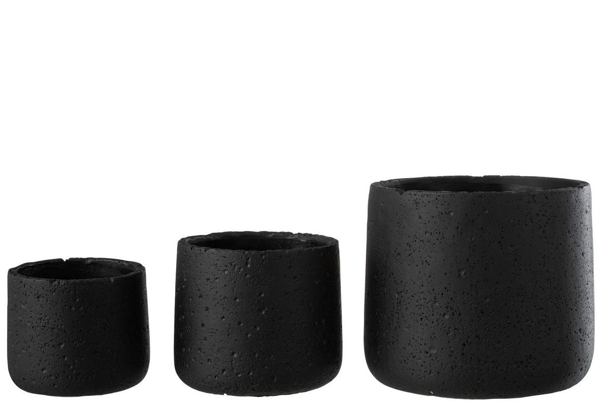 BLUMENTOPF POTINE - Töpferei - Schwarz - L - Ø 19 cm - Schwarz, Keramik (19/17cm) - J-Line