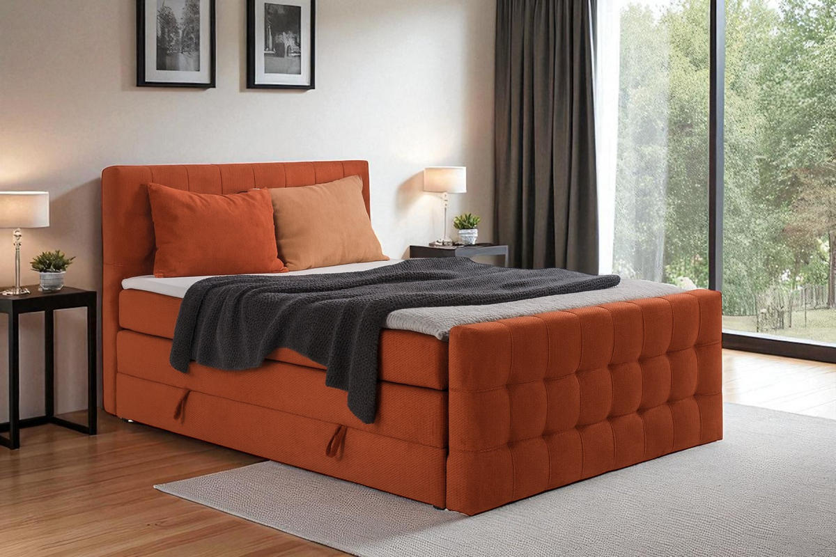 BOXSPRINGBETT IMPERIAL mit Topper und Bettkasten, Terracotta, 160x200 cm - Terracotta, Textil (160/200cm) - KS Home Concept