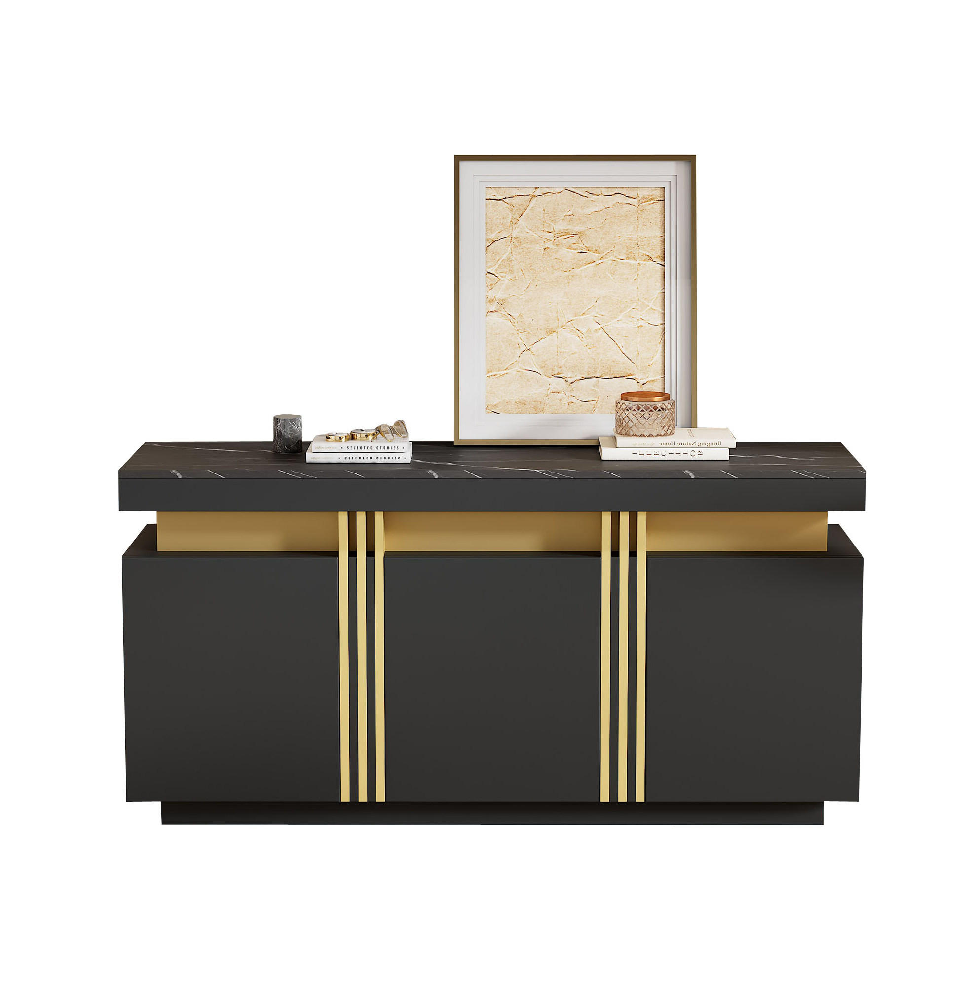 Ivmeu Sideboard Schwarz 140x70x38 cm