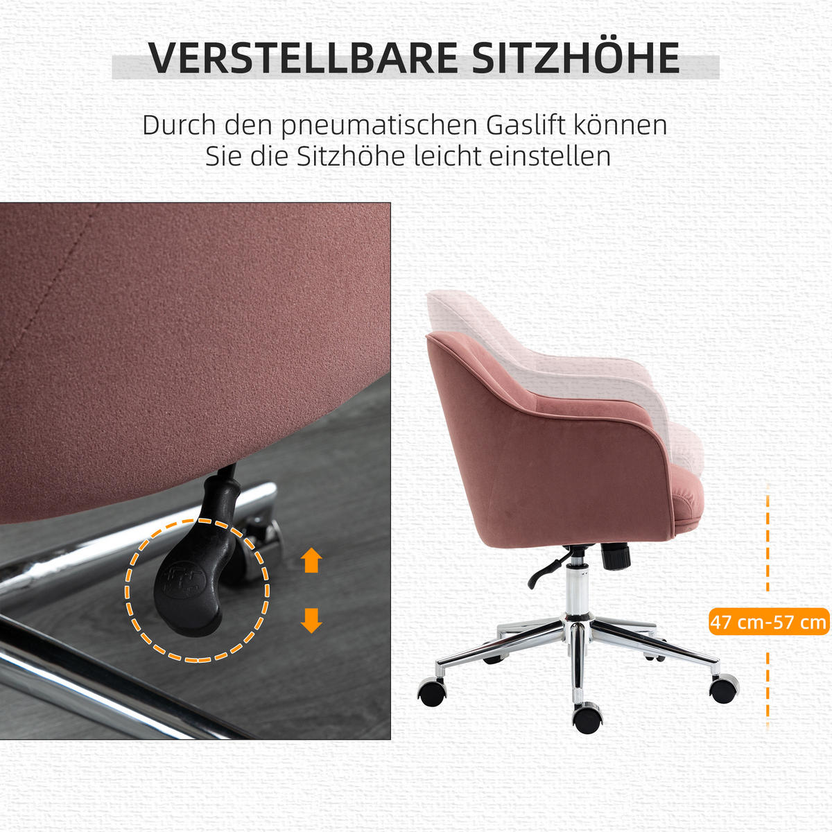 BÜROSTUHL, Wippenfunktion, Nylon, Rot - Rot, Textil (59/90.5/61cm) - Vinsetto