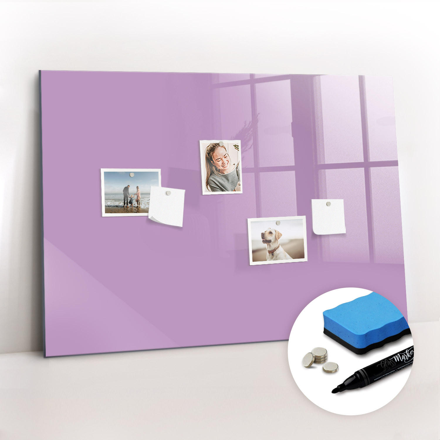 MAGNETTAFEL 100x70 Flieder schwarzer Marker - Violett, Glas (100/0.4/70cm) - TULUP