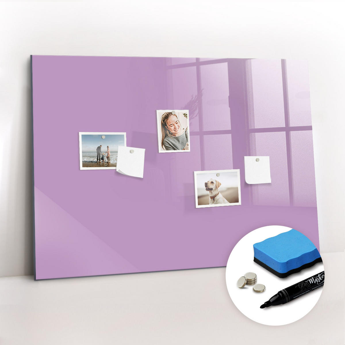 MAGNETTAFEL 100x70 Flieder schwarzer Marker - Violett, Glas (100/0.4/70cm) - TULUP