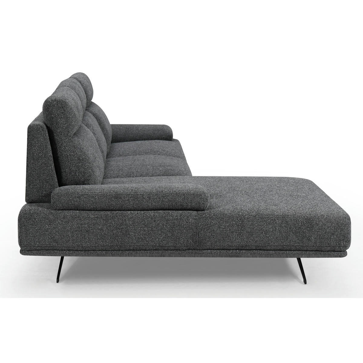 ECKSOFA Webstoff Grau - Schwarz/Grau, Textil/Metall (304/176cm) - Furnhouse