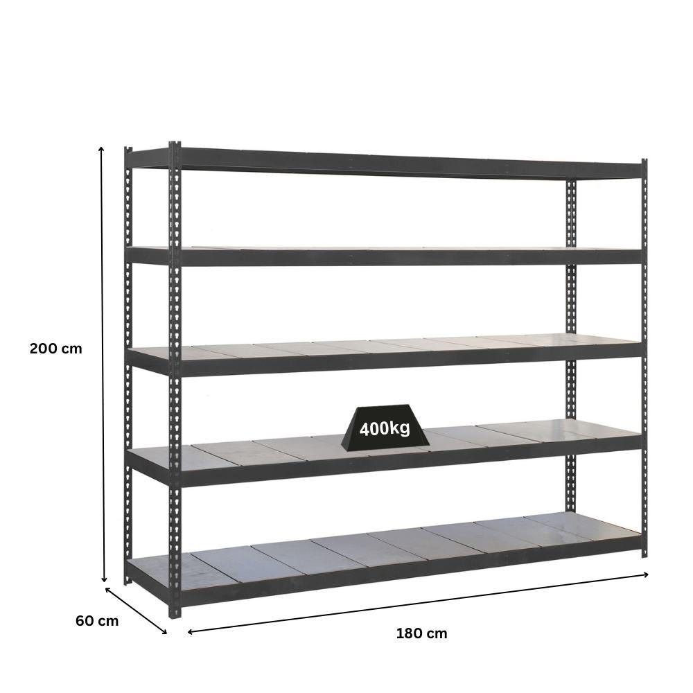 SCHWERLASTREGAL METAL YETI FIVE | HxBxT 200x180x60cm | Fachlast 400kg | Anthrazit - Anthrazit, Metall (180/200/60cm) - PROREGAL