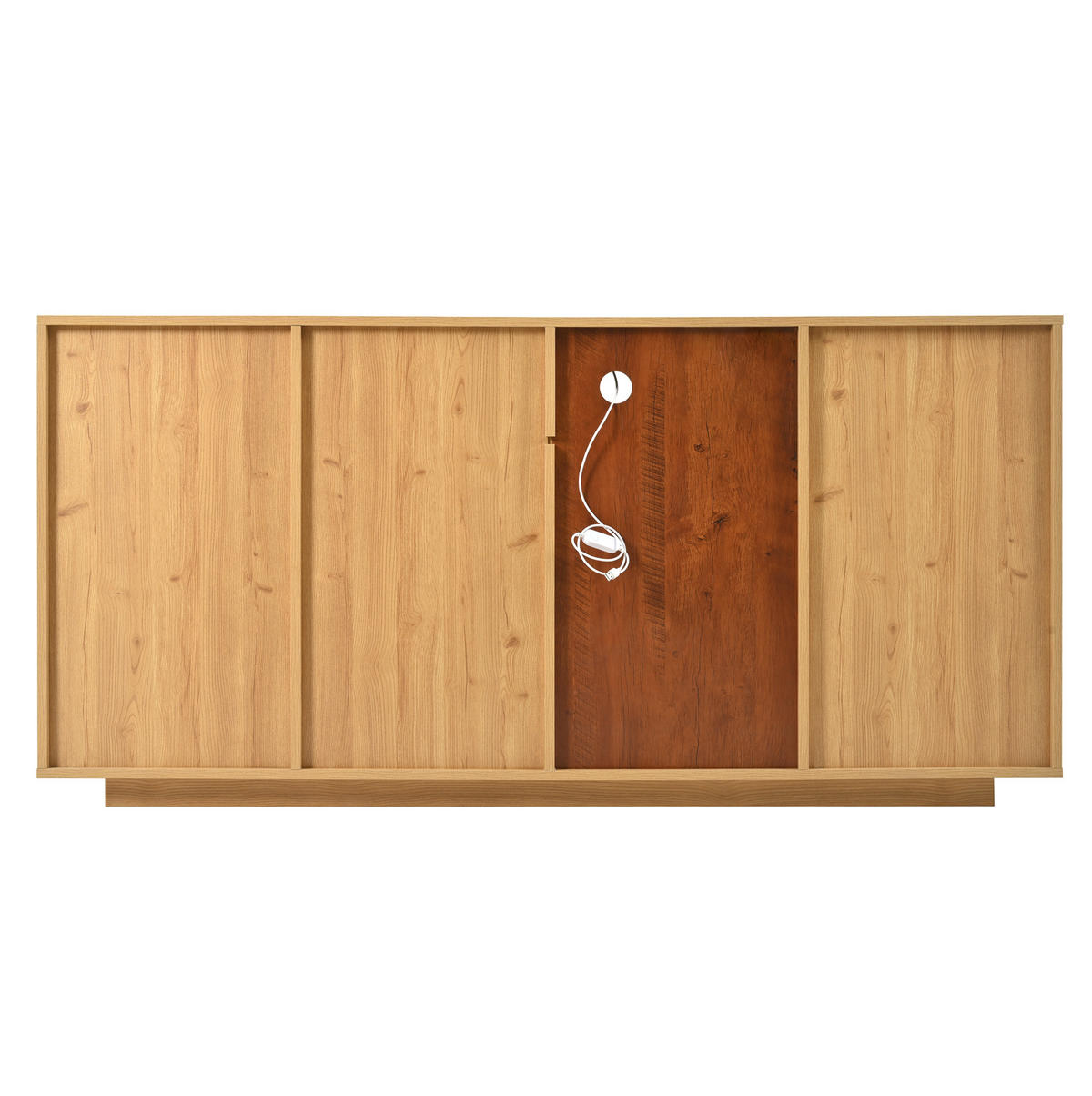 SIDEBOARD 160/40/77 cm mit 2 Türen, 4 Schubladen & LED-Beleuchtung - Naturfarben, Holzwerkstoff (160/77/40cm) - BEAOK