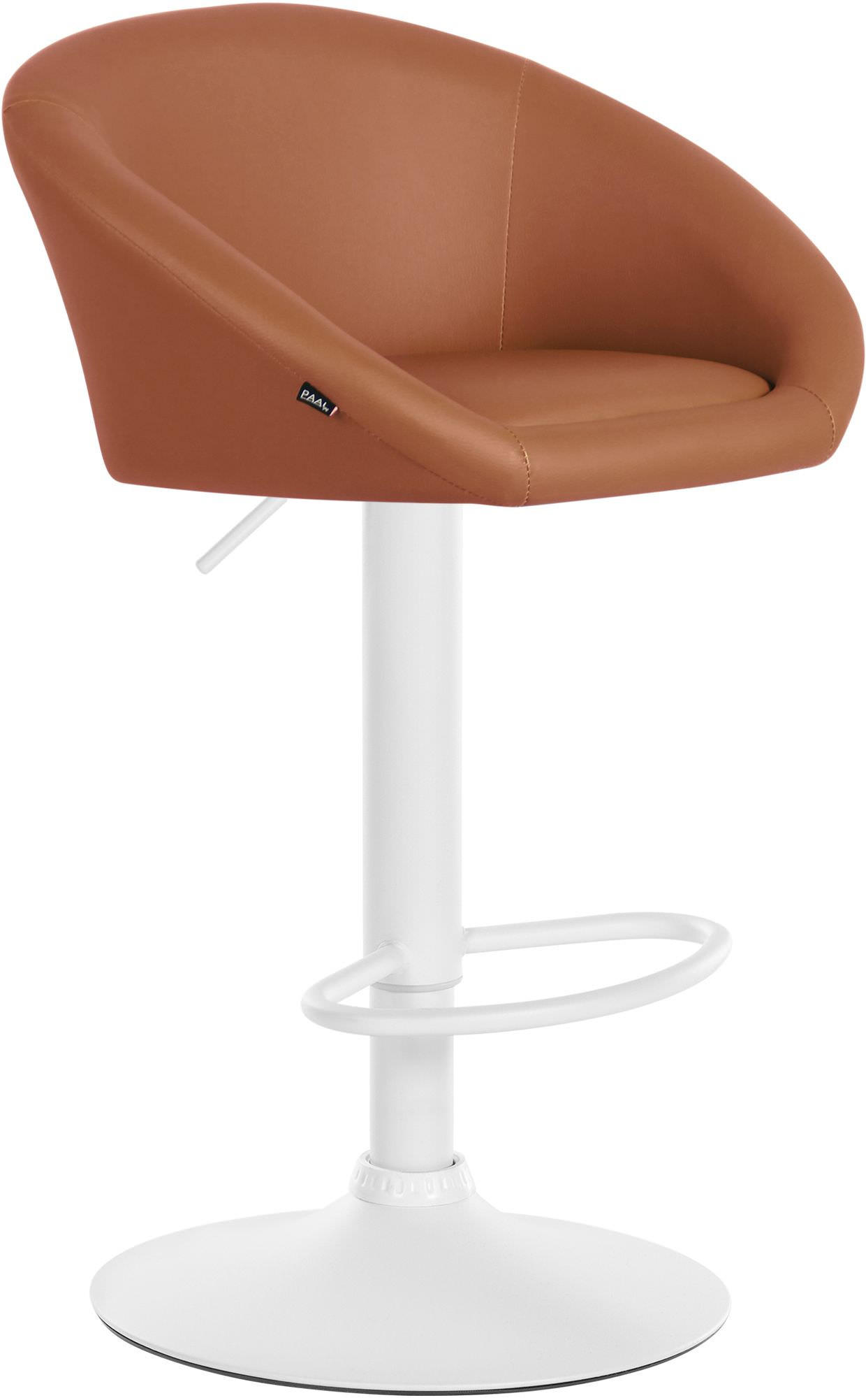 BARHOCKER OSLO Hellbraun Kunstleder Weiß - Hellbraun, Leder/Metall (55/86/51cm) - DELUKE