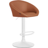 BARHOCKER OSLO Hellbraun Kunstleder Weiß - Hellbraun, Leder/Metall (55/86/51cm) - DELUKE