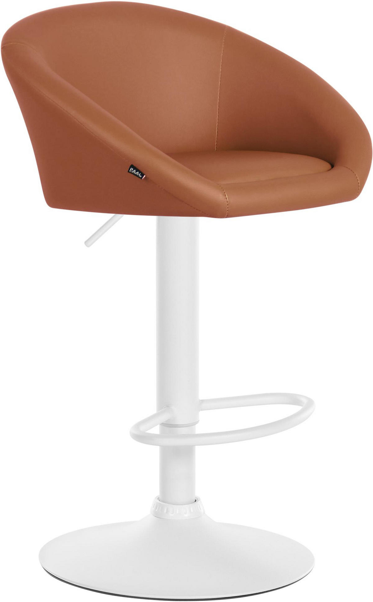 BARHOCKER OSLO Hellbraun Kunstleder Weiß - Hellbraun, Leder/Metall (55/86/51cm) - DELUKE