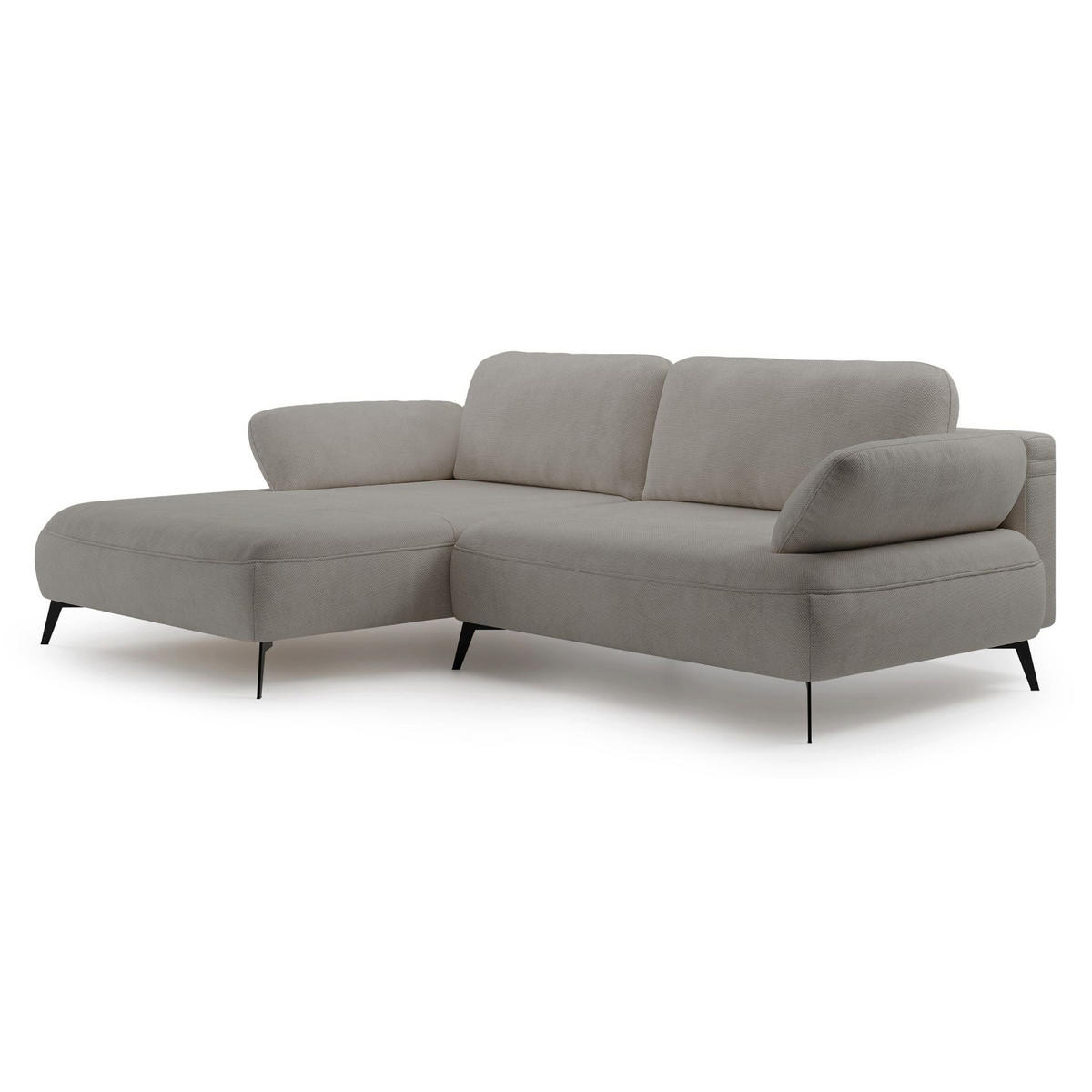 ECKSOFA Avolla Graubeige links - Taupe/Schwarz, Textil/Metall (284/186cm) - Selsey