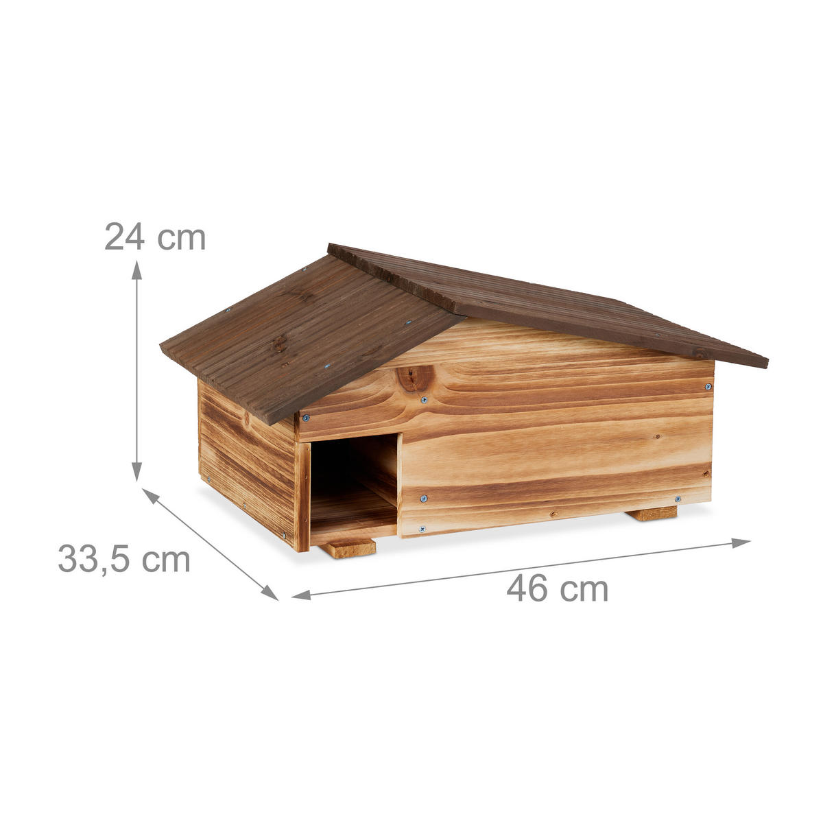 IGELHAUS - Braun, Holz/Metall (46/24/33.5cm) - Relaxdays