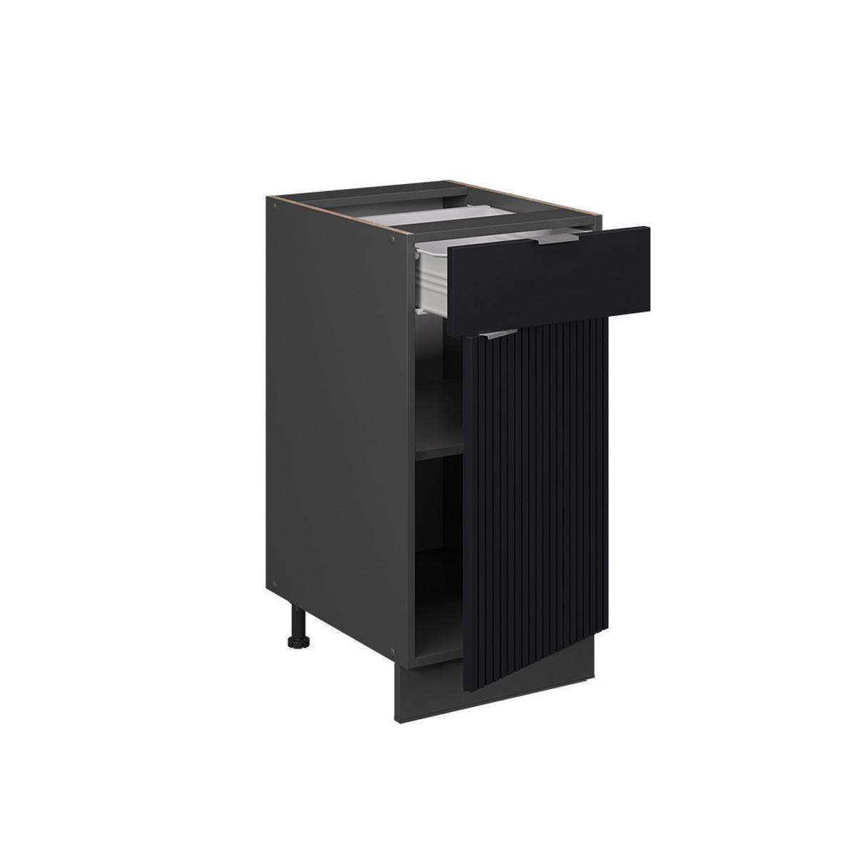 KÜCHENUNTERSCHRANK Fame-Line, Schwarz gestreift, 40 cm, AP Anthrazit - Anthrazit/Schwarz, Holzwerkstoff (40/82/60cm) - Vicco