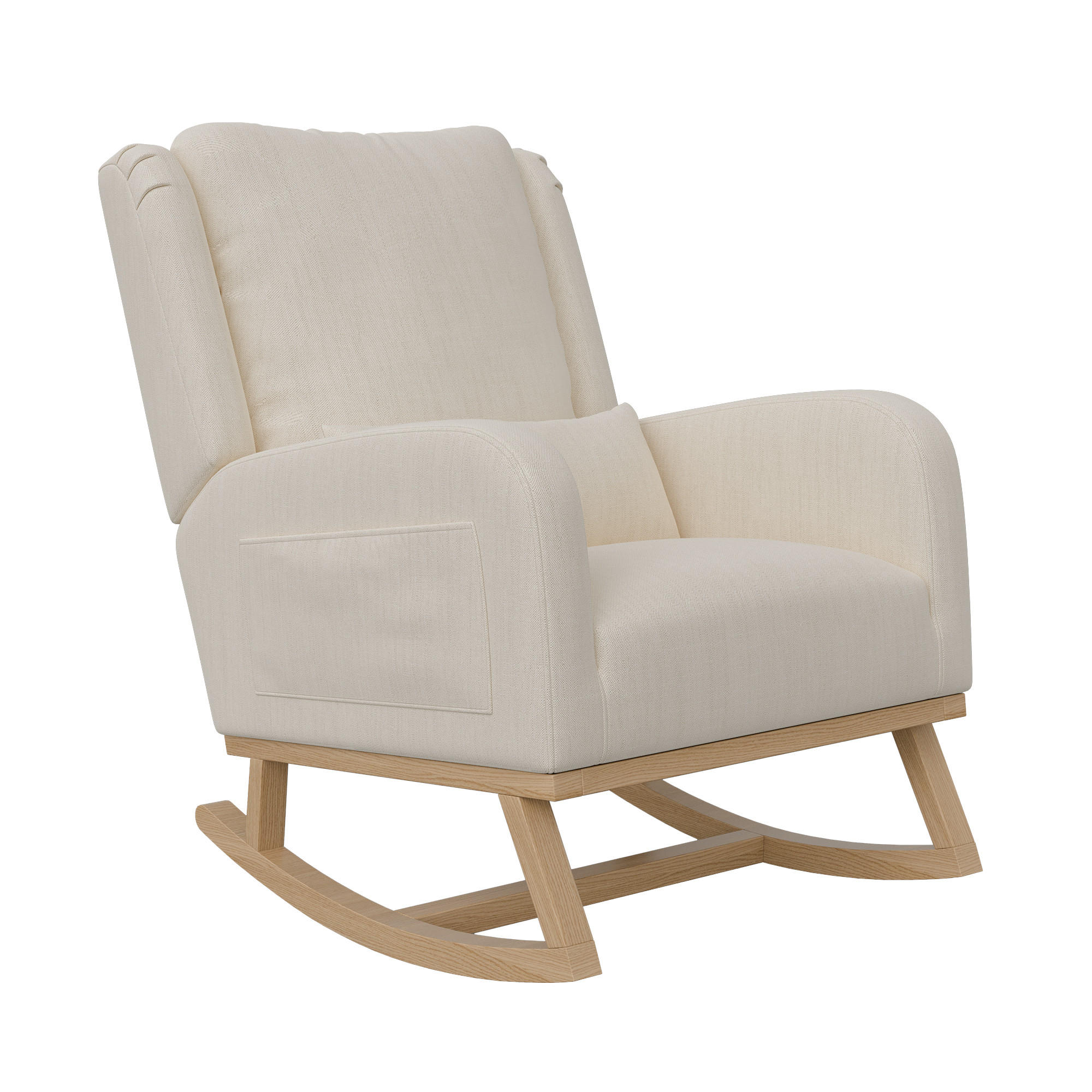 SCHAUKELSTUHL Schaukelsessel mit 2 Seitentaschen, Beige - Beige, Holz (93/96/68cm)