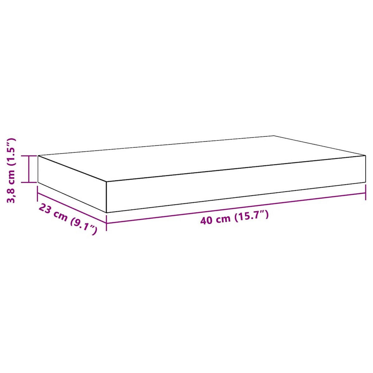 SCHWEBEREGAL Weiss 40/23/3.8 Cm Mdf - Weiß, Holzwerkstoff (40/3.8/23cm) - vidaXL