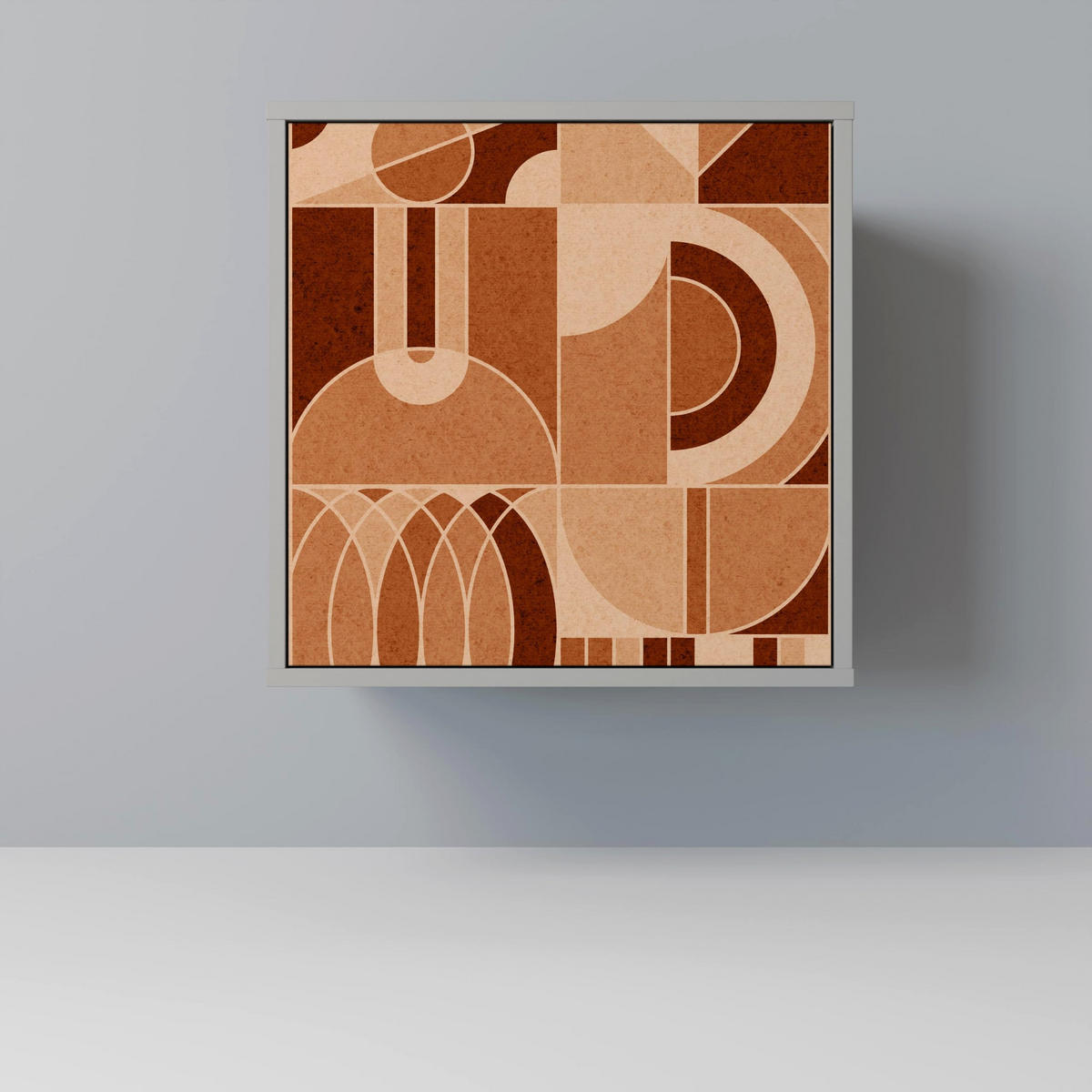 SIDEBOARD PRISM MOSAIC, Grau, 57,5x42x77,5 cm, Schräge Buchenholzfüße - Buchefarben/Multicolor, Holzwerkstoff/Buchenholz (57.5/77.5/42cm) - SpaceRebels