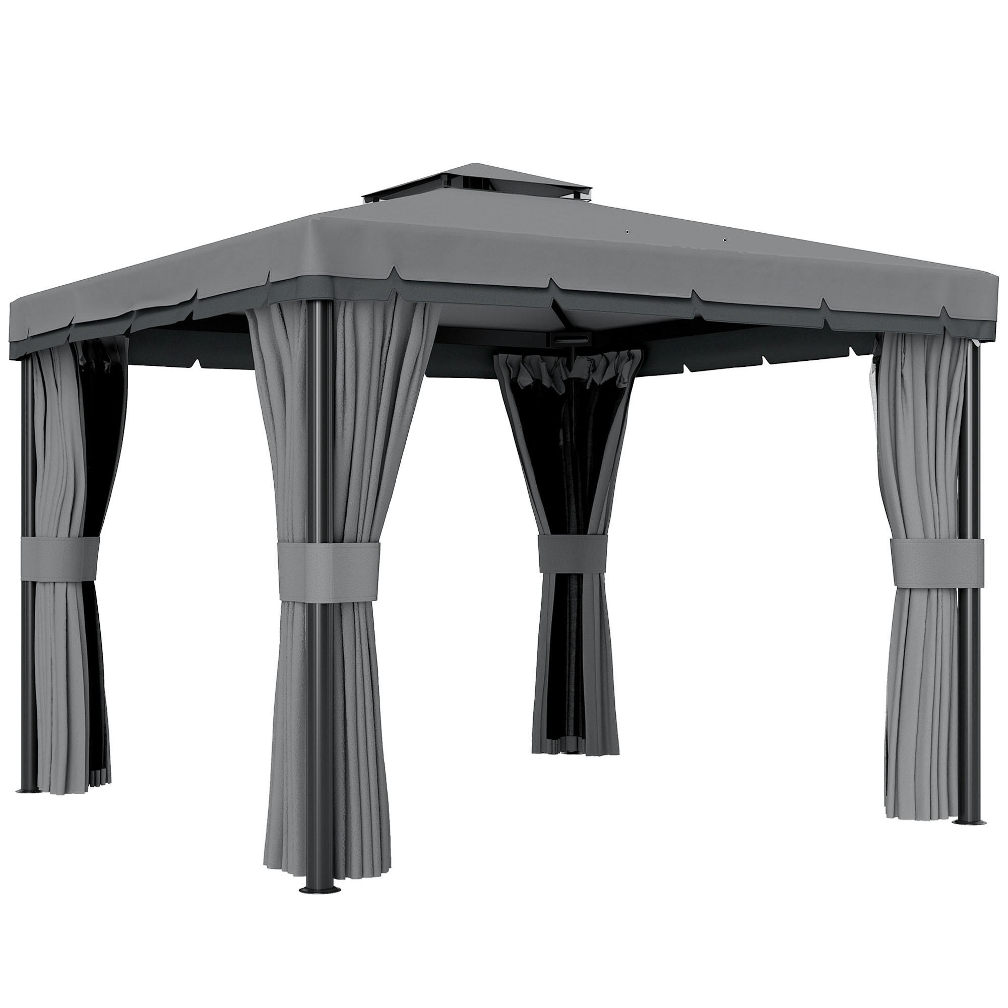 PAVILLON Metall Dunkelgrau - Dunkelgrau, Metall (296/265/296cm) - Outsunny