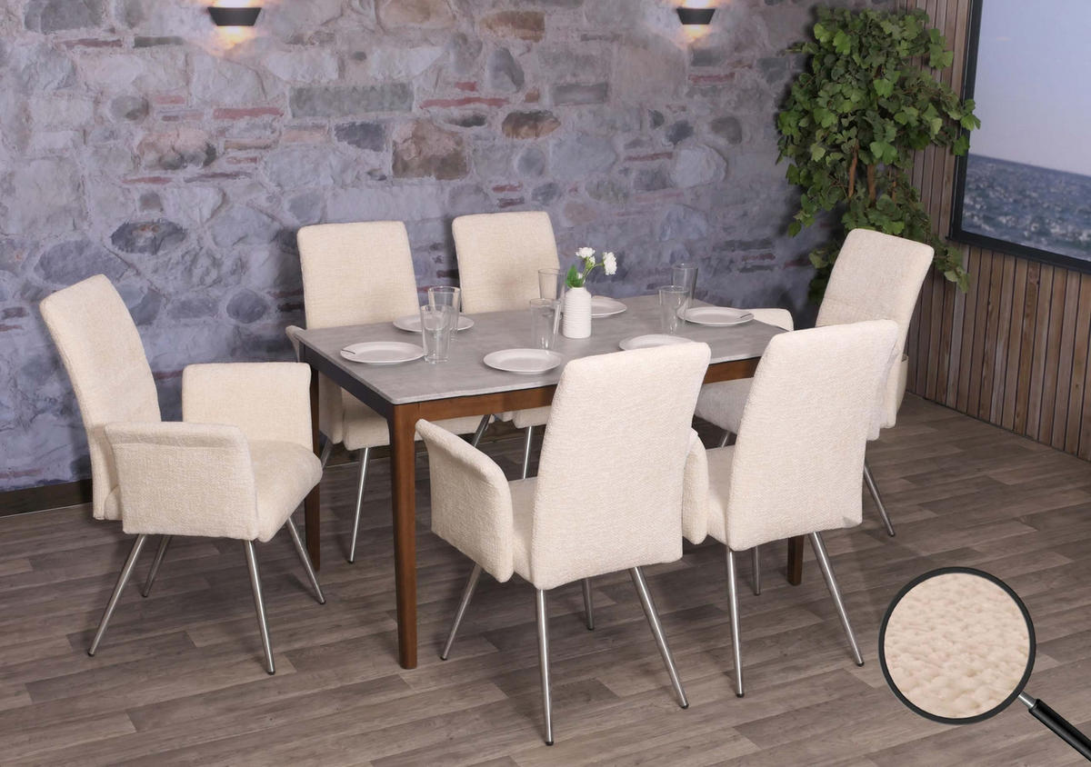 ESSZIMMERSTUHL Cremeweiß 2er-Set - Weiß, Textil (64/98/58cm) - MCW