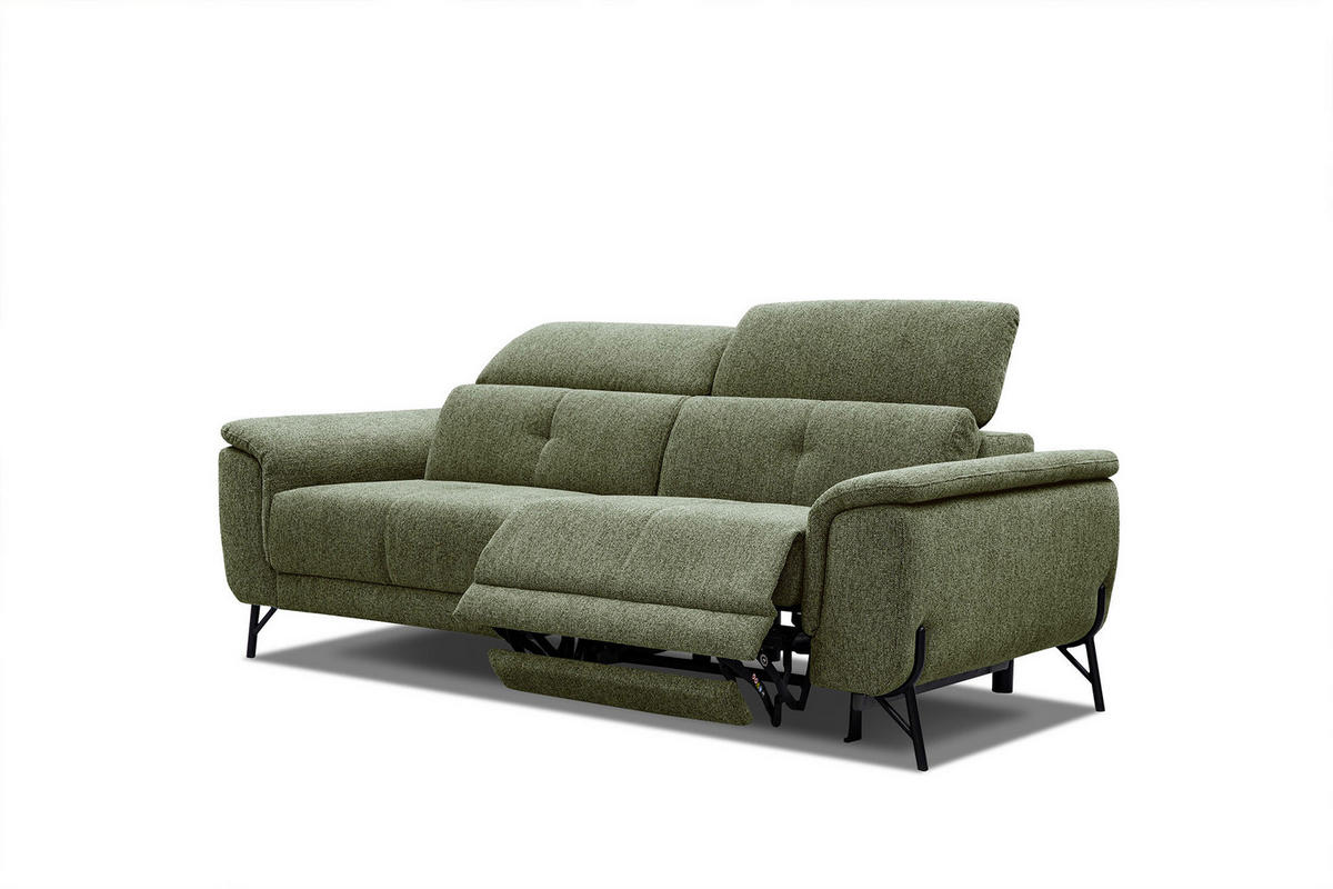 SOFA AVENA 3-Sitzer mit 1 Relaxfunktion, olivgrün - Olivgrün, Holzwerkstoff/Textil (204/80/108cm) - Courtois Laville
