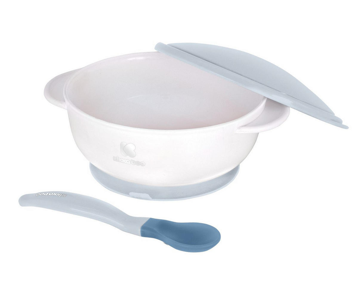 KINDERSCHÜSSEL Essschüssel 250 ml blau Deckel, ab 4 Monaten, ab 4 Monate, leicht zu reinigen, für unterwegs - Blau, Kunststoff (12/7/14cm) - Kikka boo