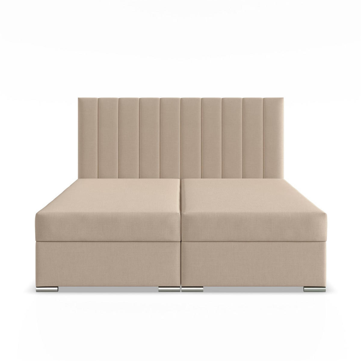 BOXBETT MIT KOPFTEIL 160x200 AGEN, Beige - Beige, Textil (160/200cm) - Mebligo