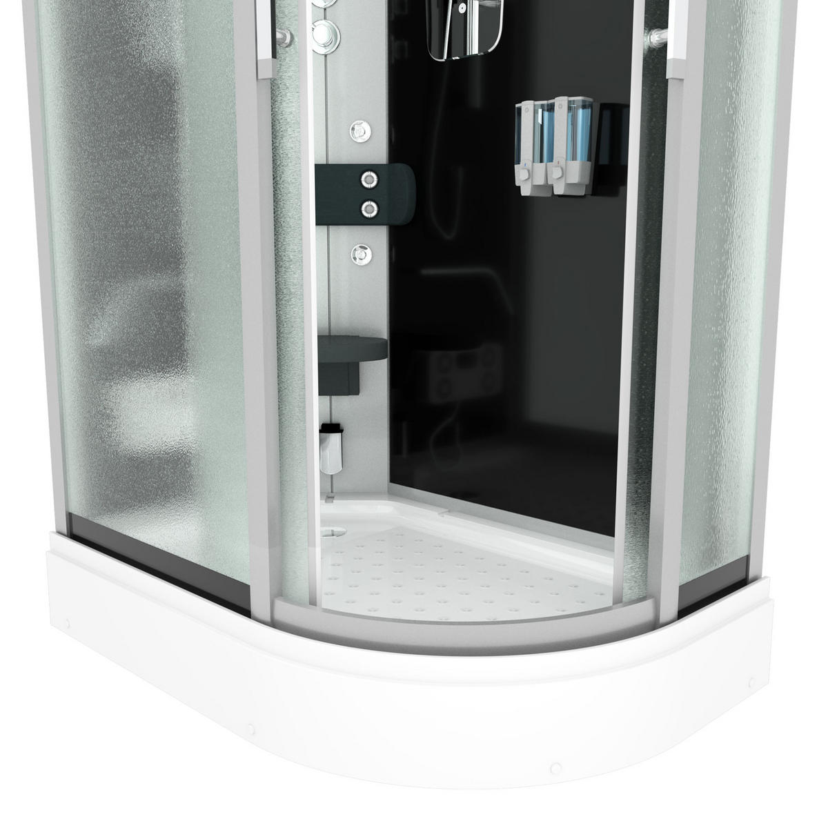 DUSCHE DampfduscheD60-73M3R-EC sw 80x120 - Schwarz, Glas/Kunststoff (80/120/215cm) - AcquaVapore by Sandra Jentho