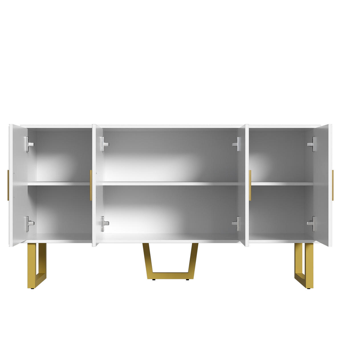 SIDEBOARD 150/40/82 cm Weiß aus MDF mit 4 Türen - Weiß, Holzwerkstoff (150/82/40cm) - OKWISH