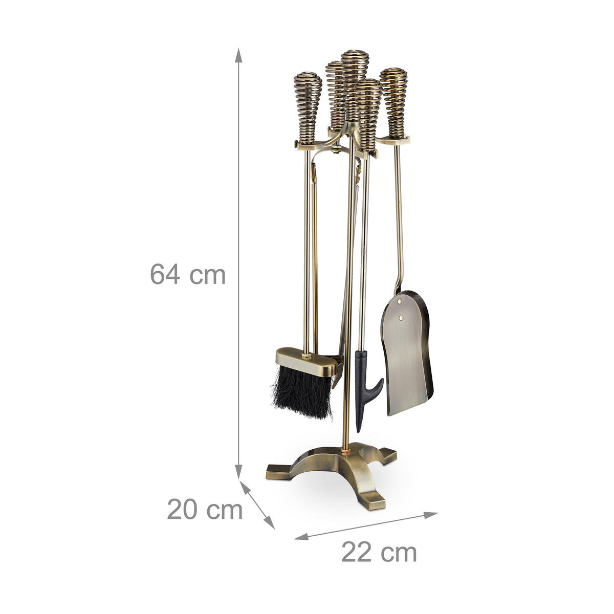 5-TLG.KAMINBESTECK-SET - Goldfarben, Kunststoff/Metall (22/64/20cm) - Relaxdays