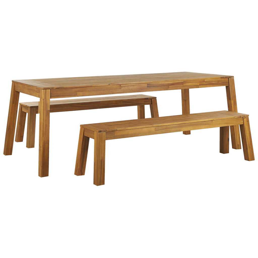 MOBILIER DE GRĂDINĂ set cu 6 locuri lemn de salcâm maro deschis 3 piese Livorno