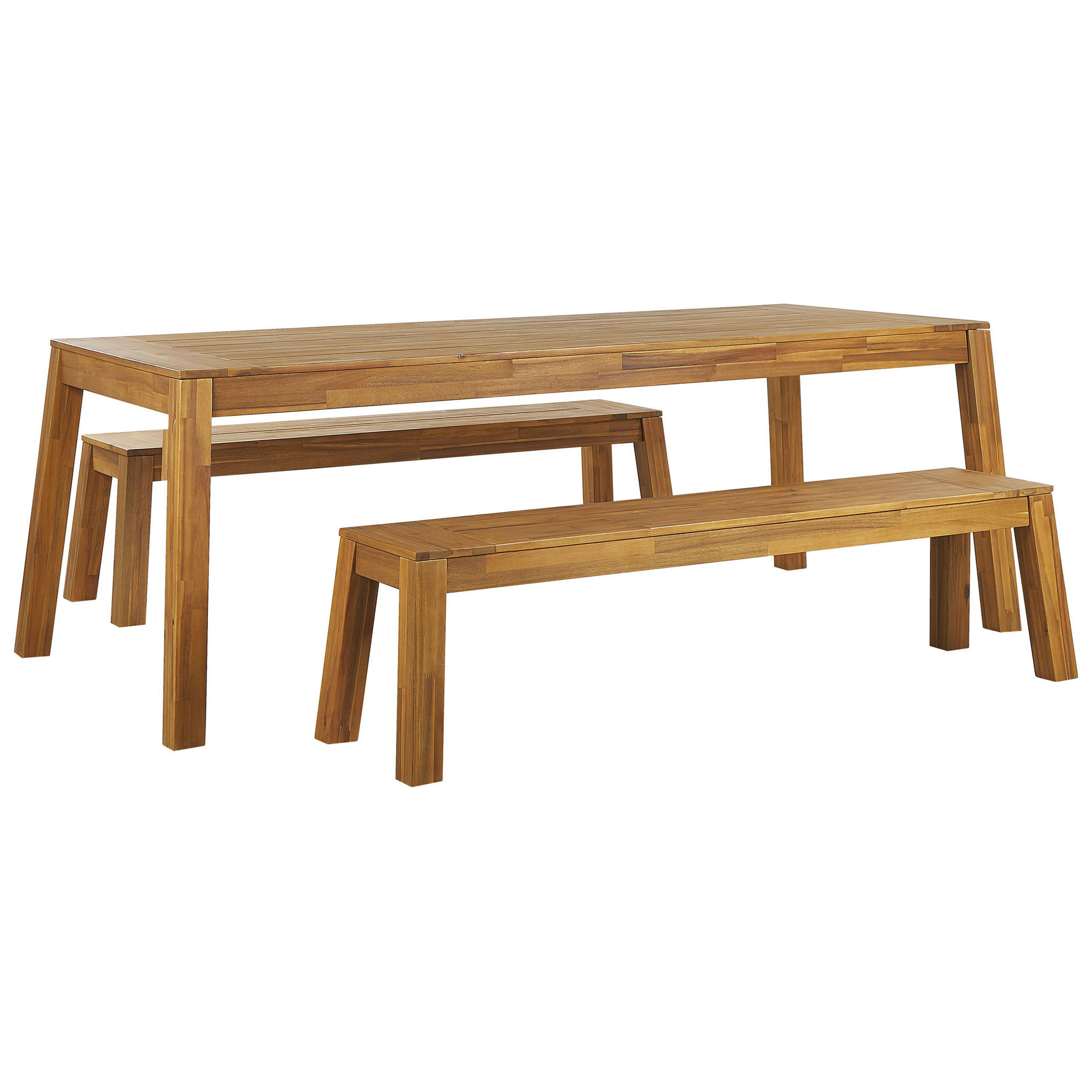 GARTENMÖBEL SET 6-Sitzer Akazienholz hellbraun 3-teilig Livorno - Hellbraun, Holz - Beliani