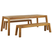 GARTENMÖBEL SET 6-Sitzer Akazienholz hellbraun 3-teilig Livorno - Hellbraun, Holz - Beliani