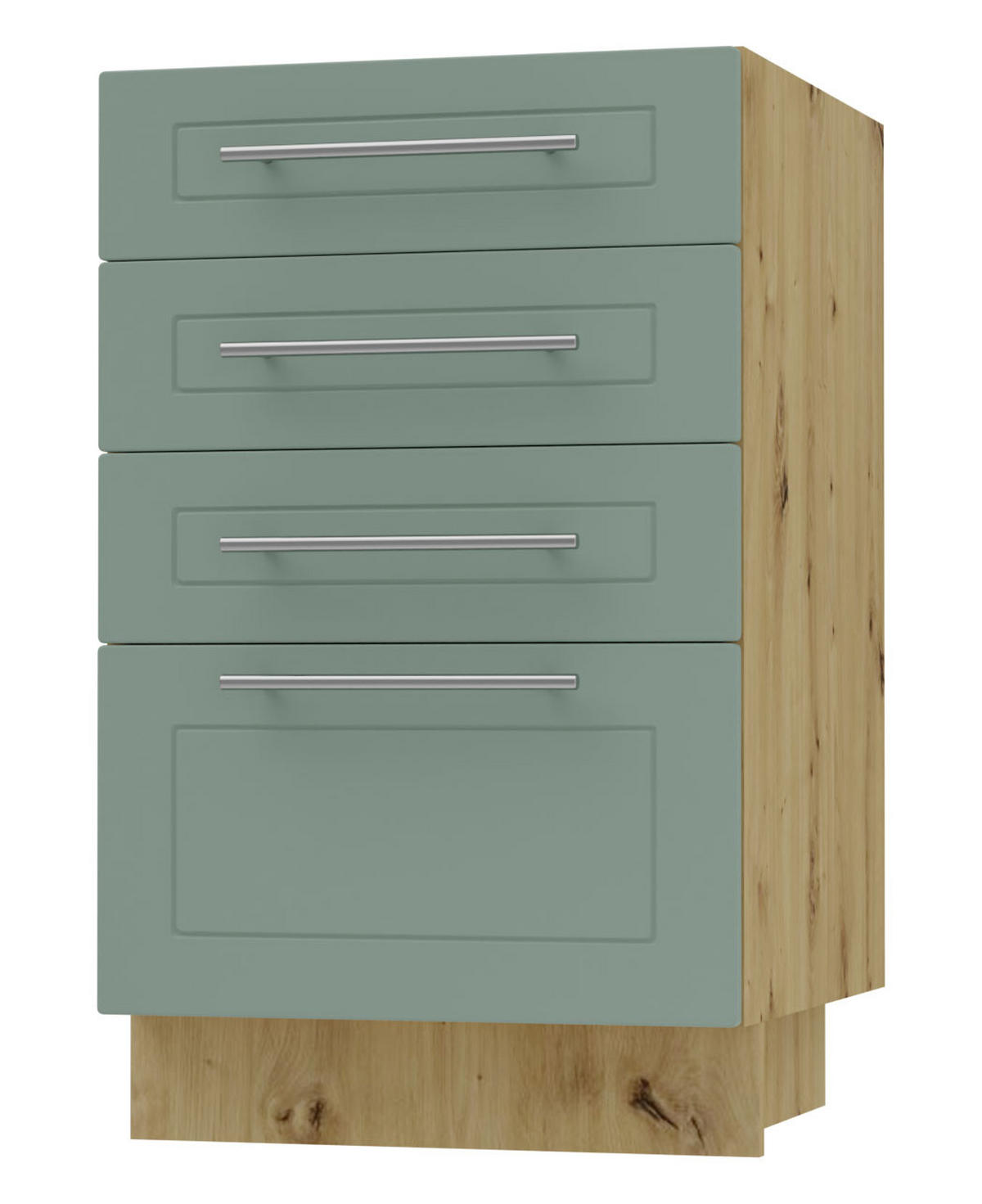 SCHUBLADENUNTERSCHRANK Kvantum D4A/40 Mint Matt / Eiche Artisan Matt 40 / 50 / 82cm - Eiche Artisan/Mintgrün, Holz/Holzwerkstoff (40/82/50cm) - Feldmann-Wohnen