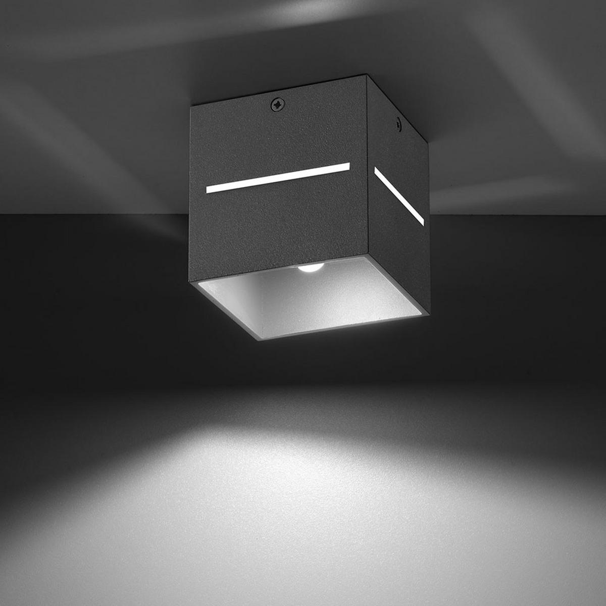 DECKENLEUCHTE Aluminium Grau Quadratisch - Grau, Metall (10/10/10cm)