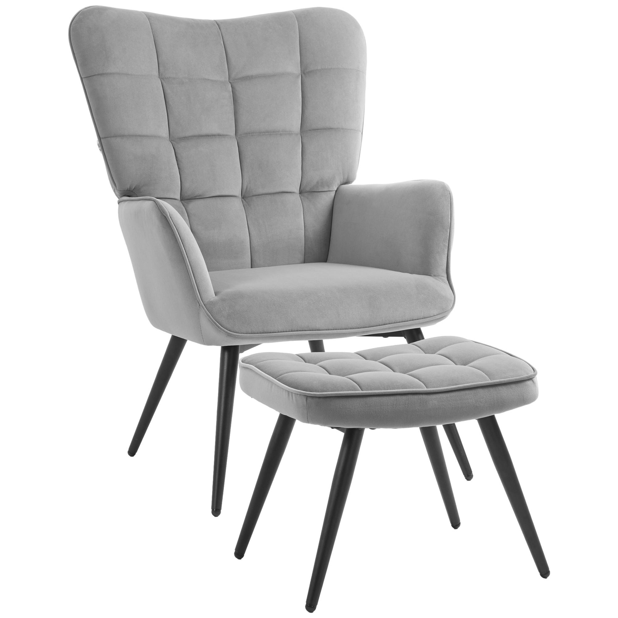 OHRENSESSEL, Relaxsessel, Hellgrau - Hellgrau, Metall (77.5/98/73cm) - HOMCOM