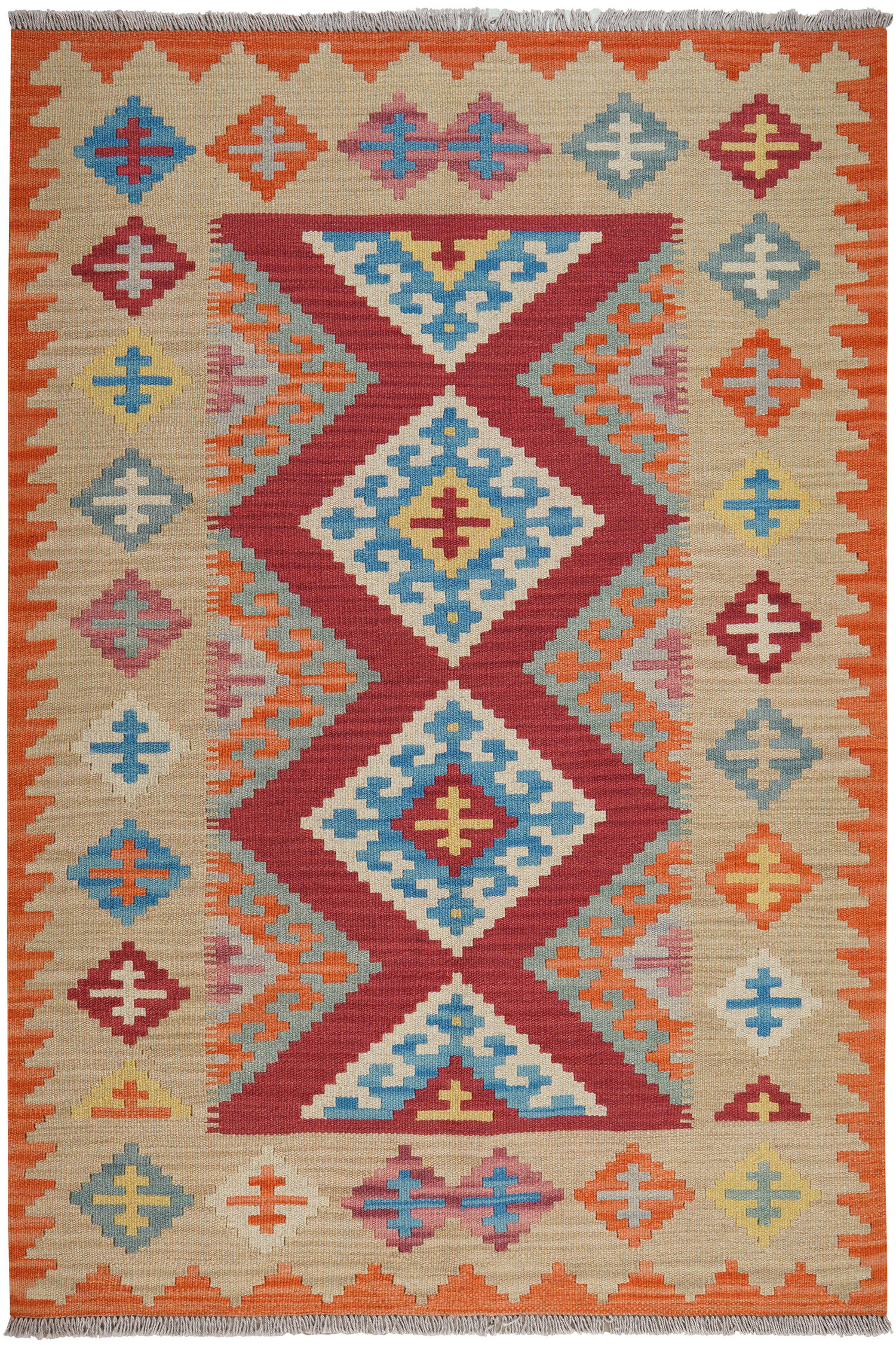 HANDWEBTEPPICH Kelim Gashgai Rot 179/124 cm Schurwolle - Rot, Textil (124/179cm) - Looma