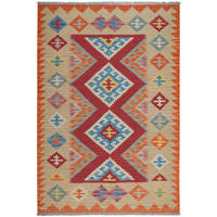 HANDWEBTEPPICH Kelim Gashgai Rot 179/124 cm Schurwolle - Rot, Textil (124/179cm) - Looma