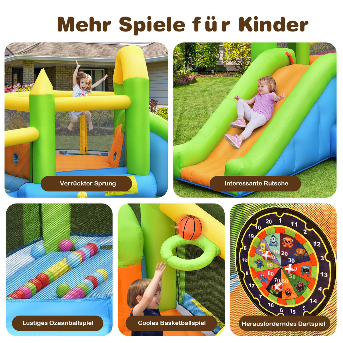 HÜPFBURG 208cm Multicoloured - Multicolor, Kunststoff (477/241/208cm) - COSTWAY