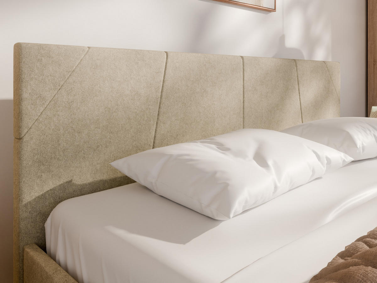 POLSTERBETT ALMORE 160x200cm Elegantes Polsterbett für modernen Wohnstil , ohne matratze, beige - Beige, Holz - Panda Möbel