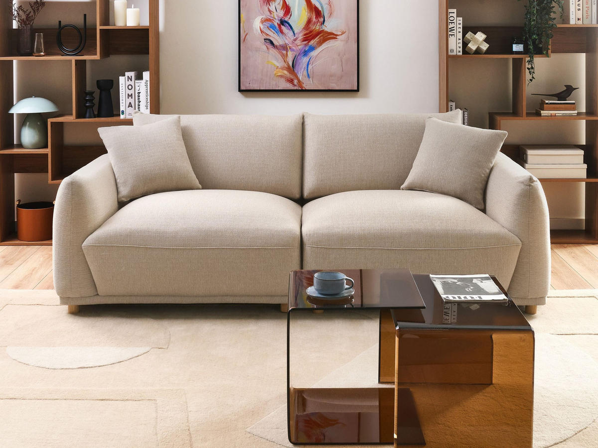 POHOVKA 3-místná Látka Béžová Jubek - béžová, textil (214/81/104cm) - Beliani