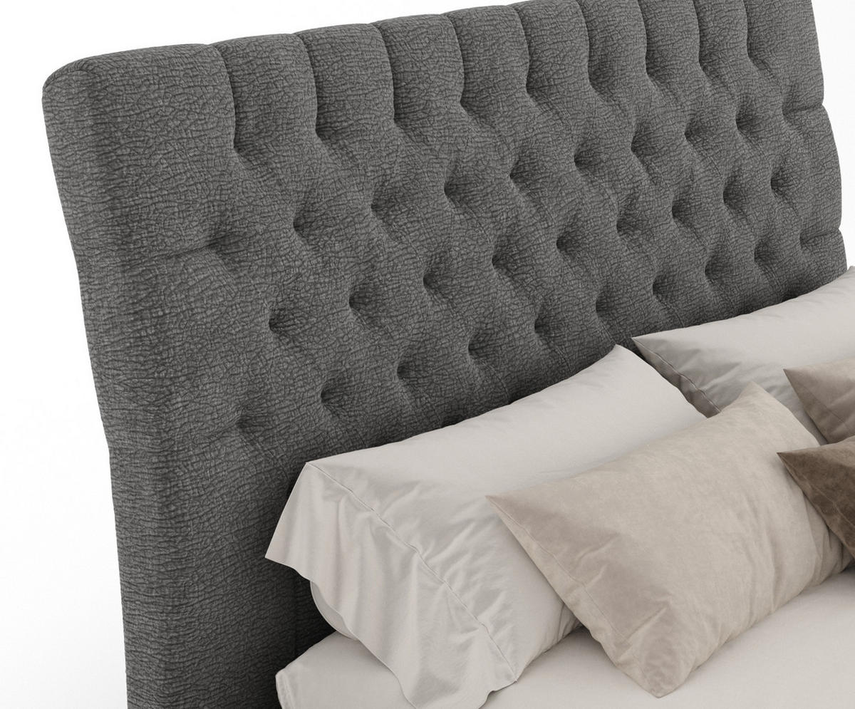 POLSTERBETT Vezzola Grau 140/200 cm im Chenille-Stoff - Schwarz/Naturfarben, Holz/Holzwerkstoff (140/200cm) - Maison de Reve