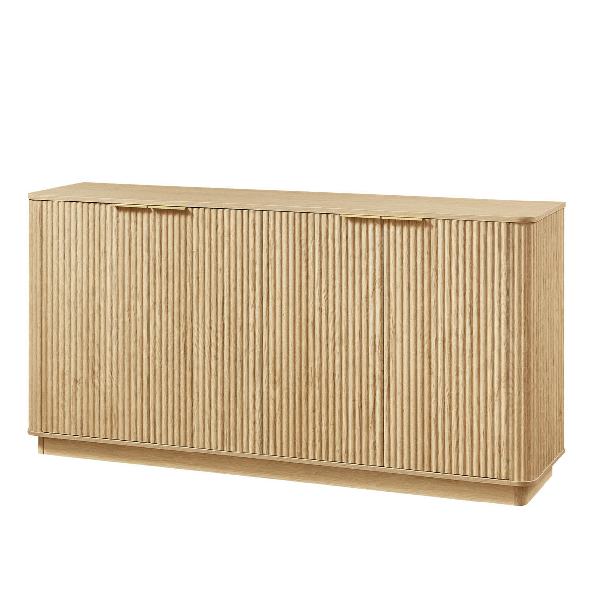 SIDEBOARD 160/40/80 cm mit 4 Türen und Stauraum, Wellenfront und Goldgriffen, Eichefarben - Eichefarben, Holzwerkstoff (160/80/40cm) - Redom
