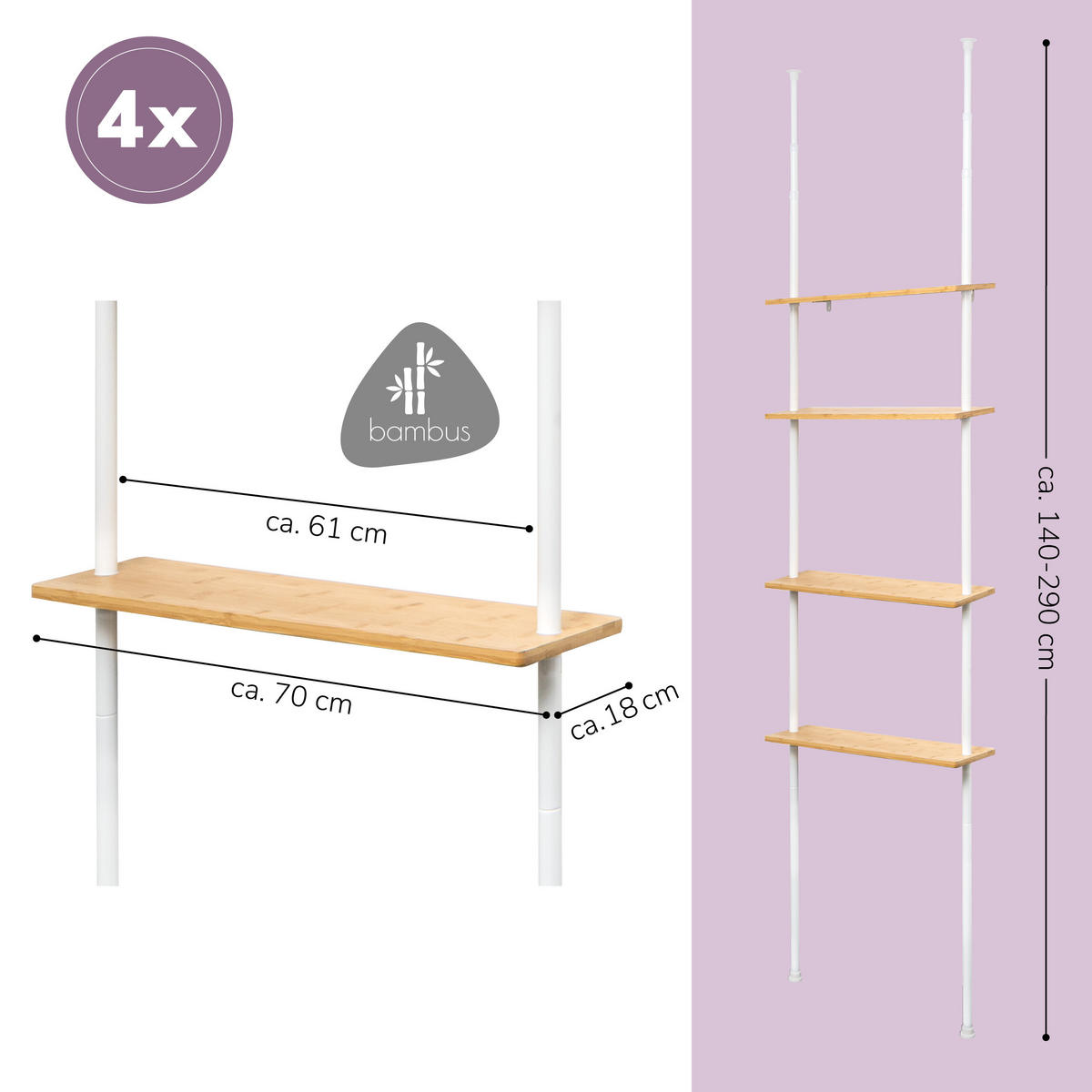 TELESKOP-ECKREGAL, weiß, Metall - Weiß, Metall (70/290/18cm) - bremermann