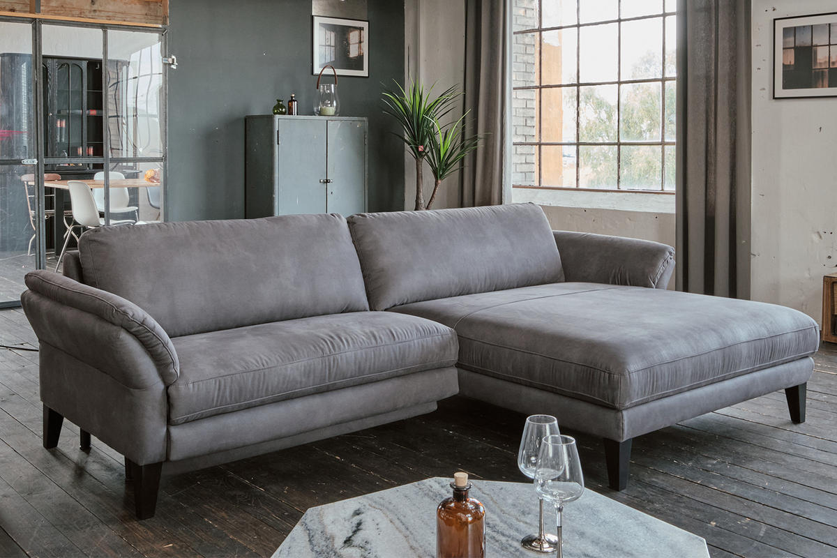 ECKSOFA MIT MOTORISCHER RELAXFUNKTION MALTA Grau Webstoff - Schwarz/Grau, Buchenholz/Textil (302/175cm) - KAWOLA