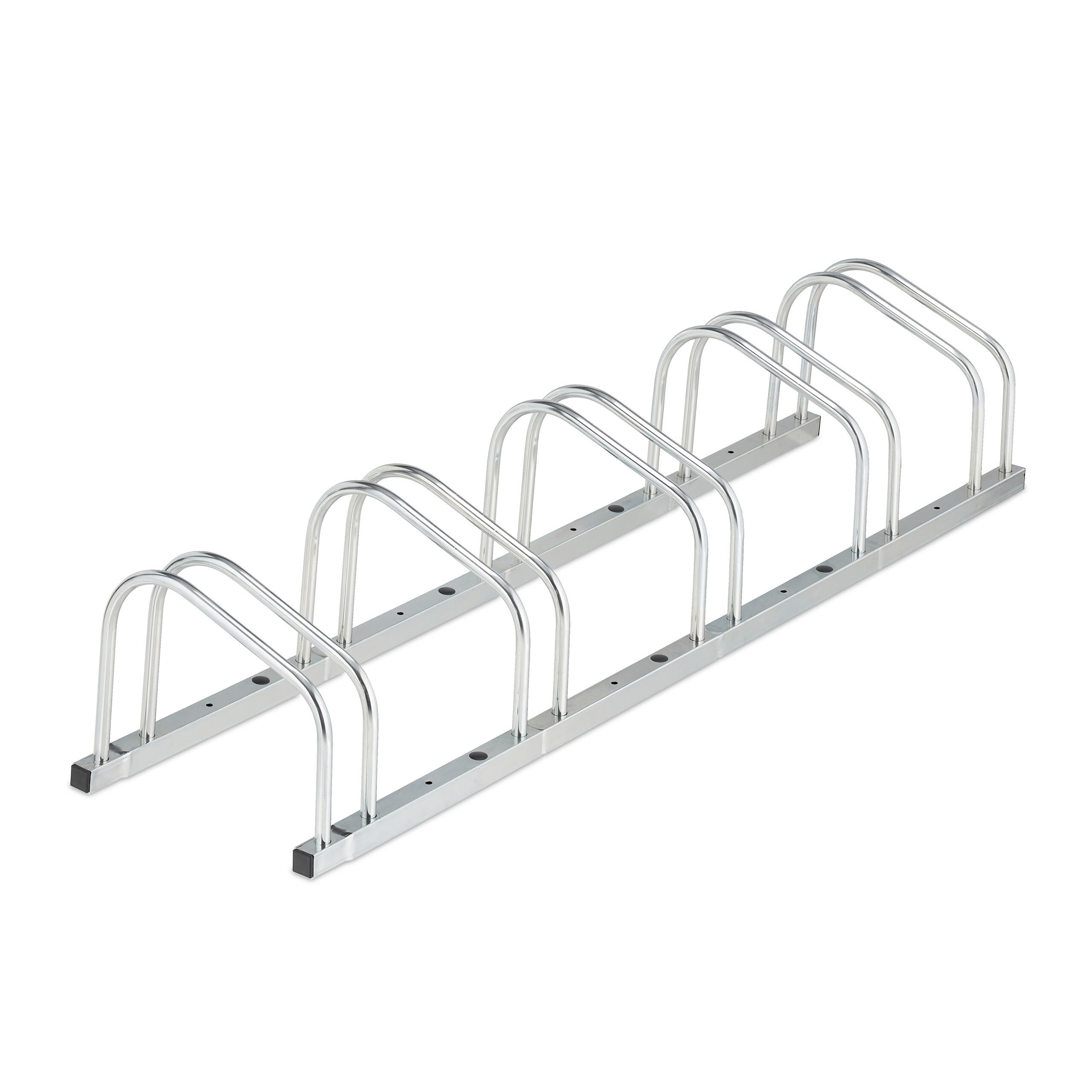 FAHRRADSTÄNDER Silber verzinkter Stahl für 5 Fahrräder - Silberfarben, Metall (136/26/33.5cm) - Relaxdays